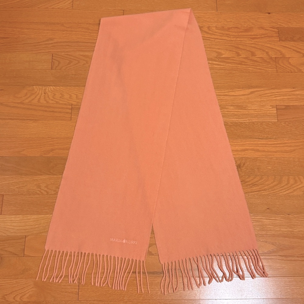 Marja Kurki Wool Peach Scarf with Fringe 11” x 70”